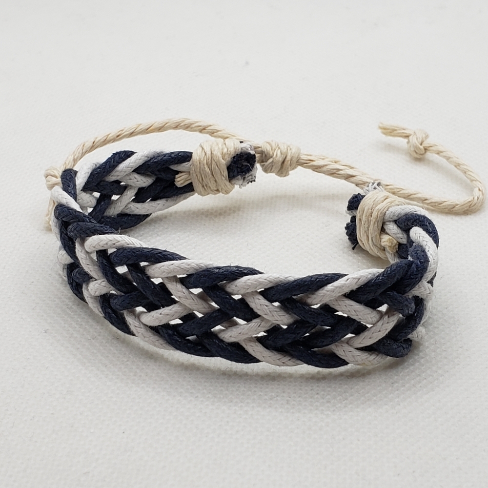 Navy and White Braided Bracelet
